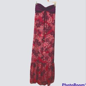 Lster Purple and Pink Floral Tube Top Maxi Dress Size Small